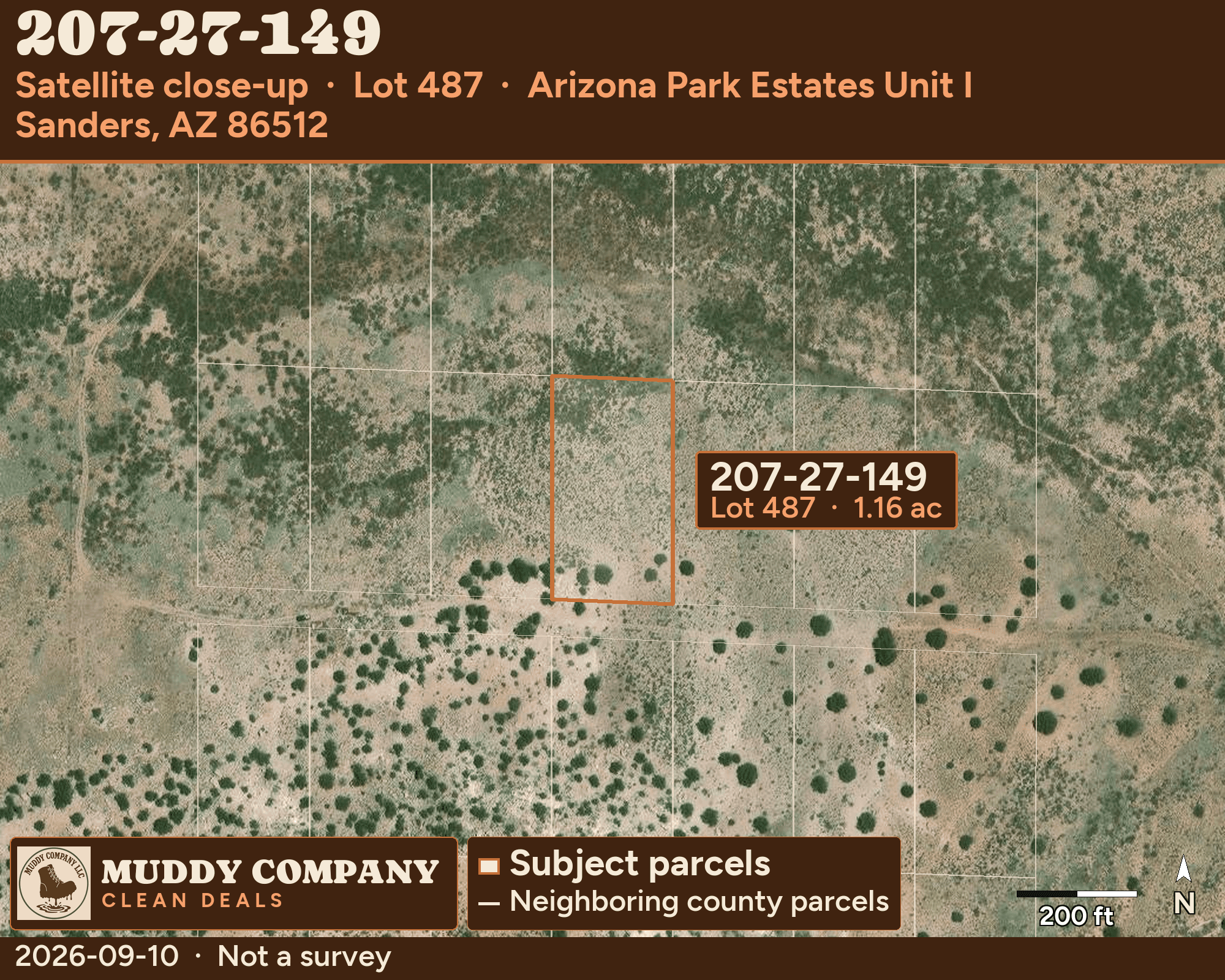 GIS satellite map showing the area around Apache County parcel 207-27-149.
